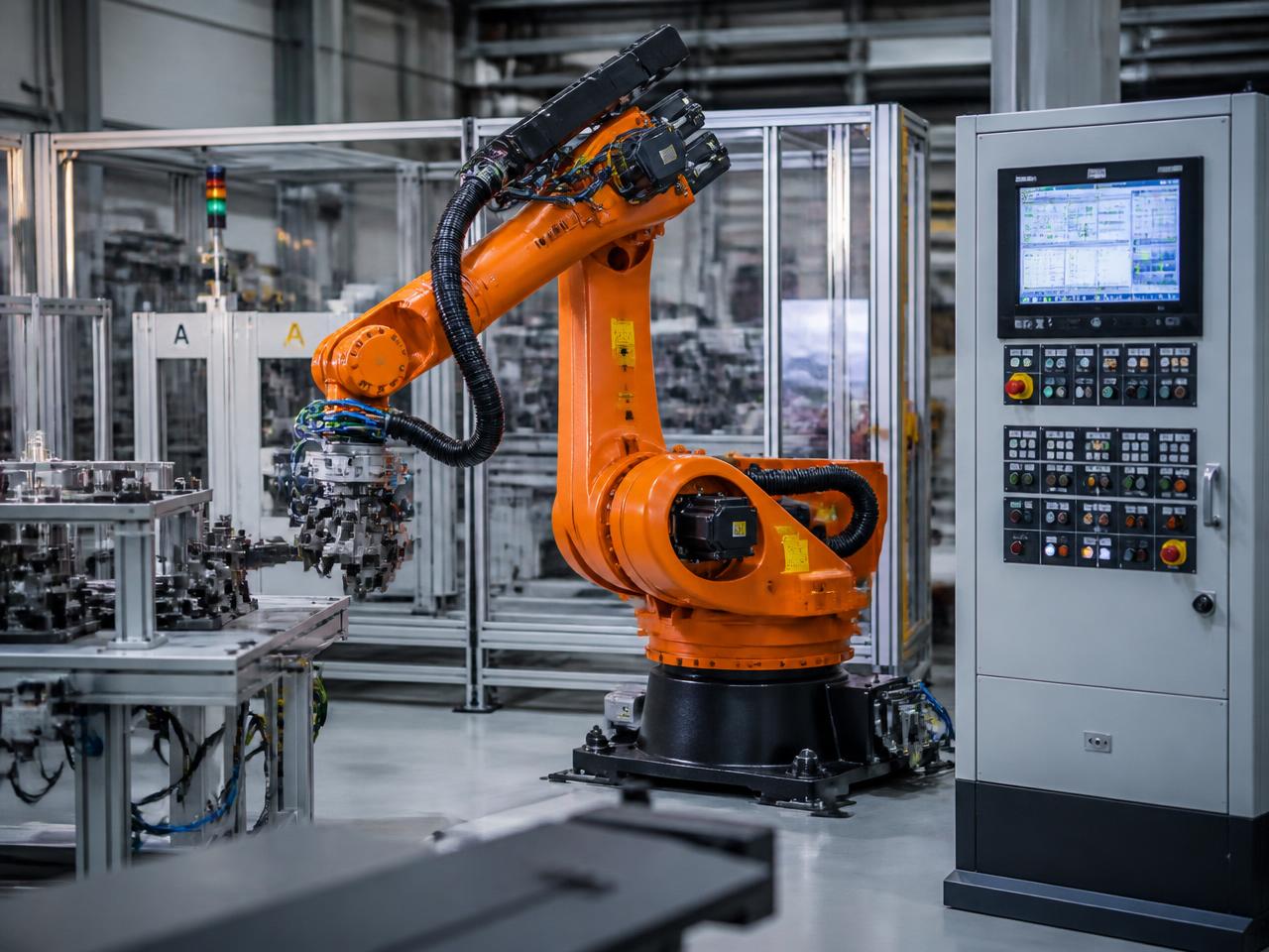 Industrial robot integrated with automation panels and engineering systems